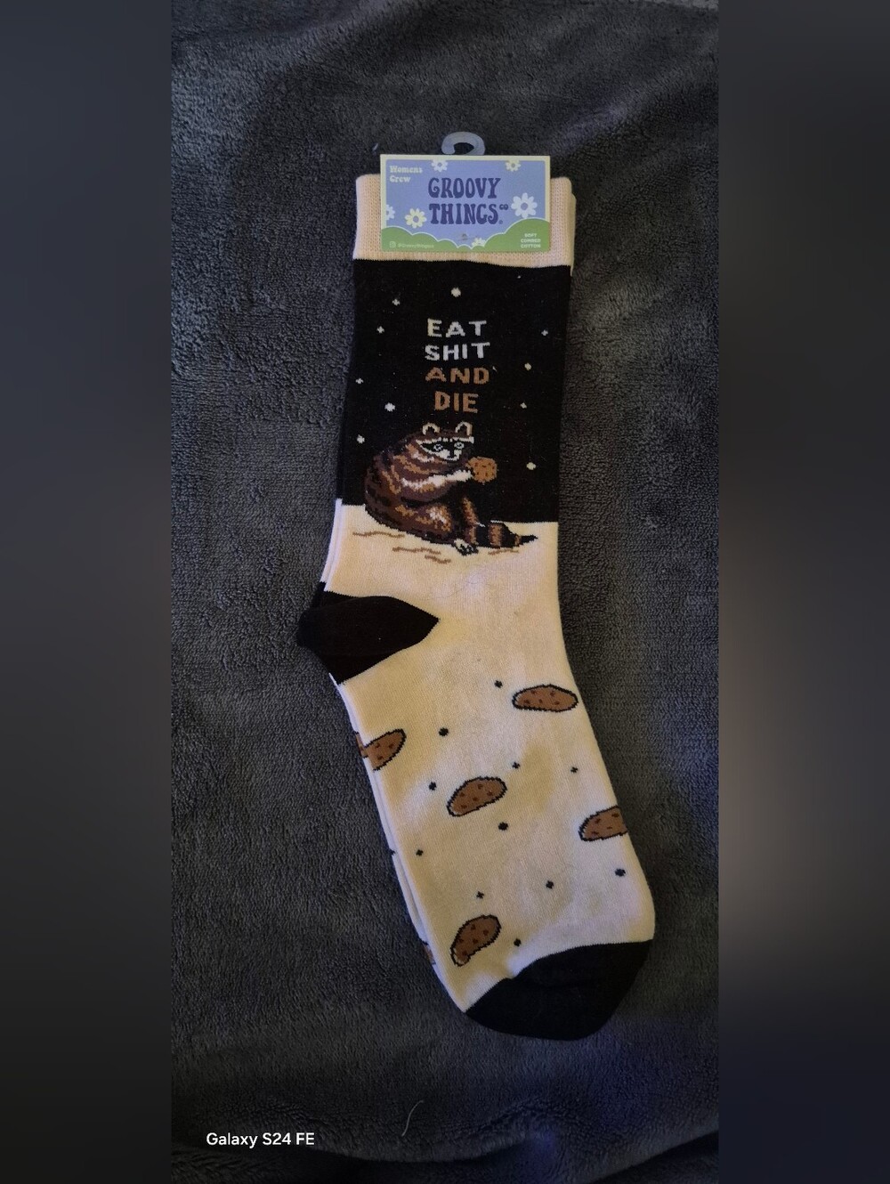 Novelty Raccoon Socks - Black & Cream
